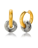 Astrid Hoop Earrings with Concrete Look Stone Bead